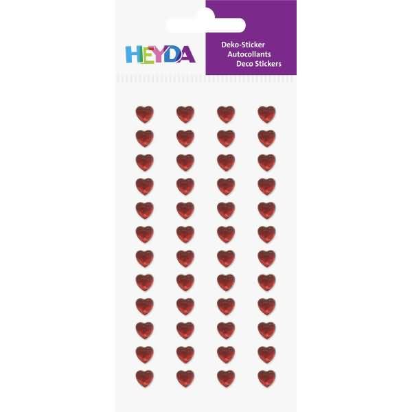 Sticker-Etikett Acrylsteinen Miniherz rund rot 48 Stück