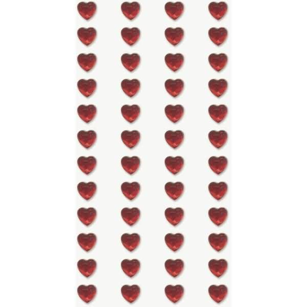 Sticker-Etikett Acrylsteinen Miniherz rund rot 48 Stück