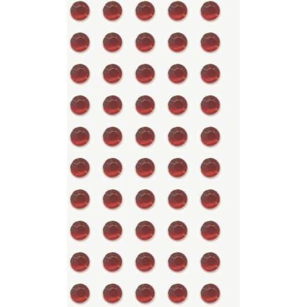 Sticker-Etikett Acrylsteinen Strass rund rot 50 Stück