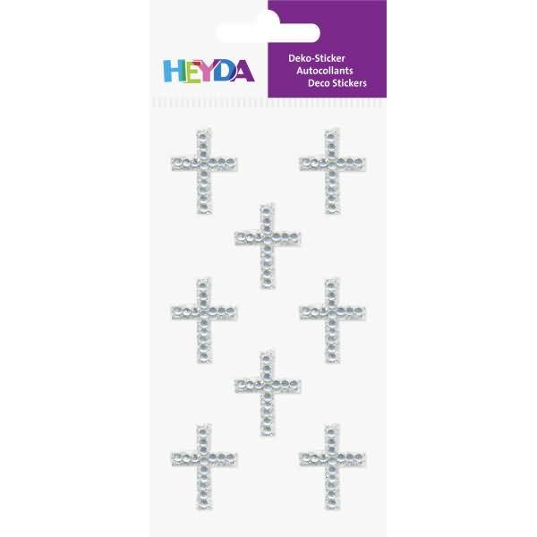 Sticker-Etikett Acrylsteinen Kreuze rund glasklar 8 Stück