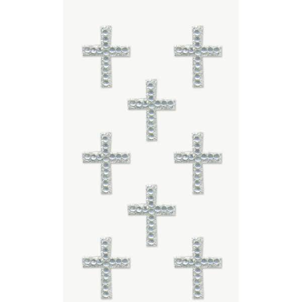 Sticker-Etikett Acrylsteinen Kreuze rund glasklar 8 Stück