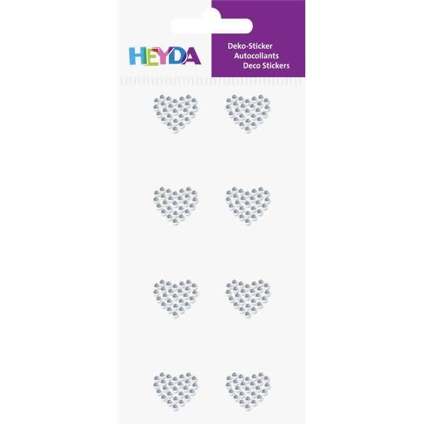 Sticker-Etikett Acrylsteinen Herz rund glasklar 8 Stück