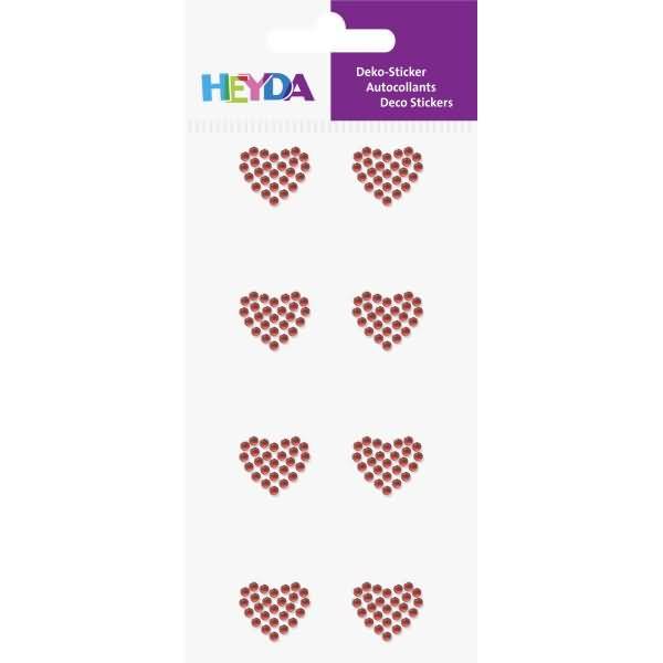 Sticker-Etikett Acrylsteinen Herz rund rot 8 Stück