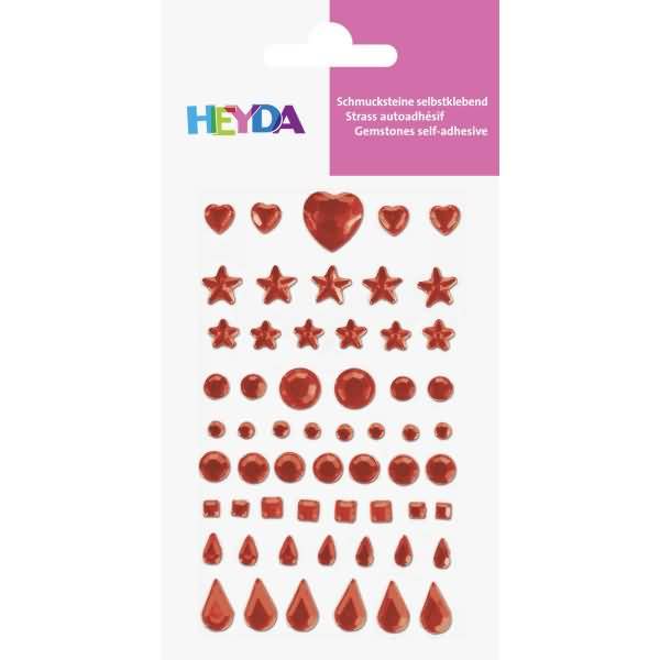 Schmuckstein-Etiketten Herz, Stern, Kreis, Quadrat, Tropfen rot