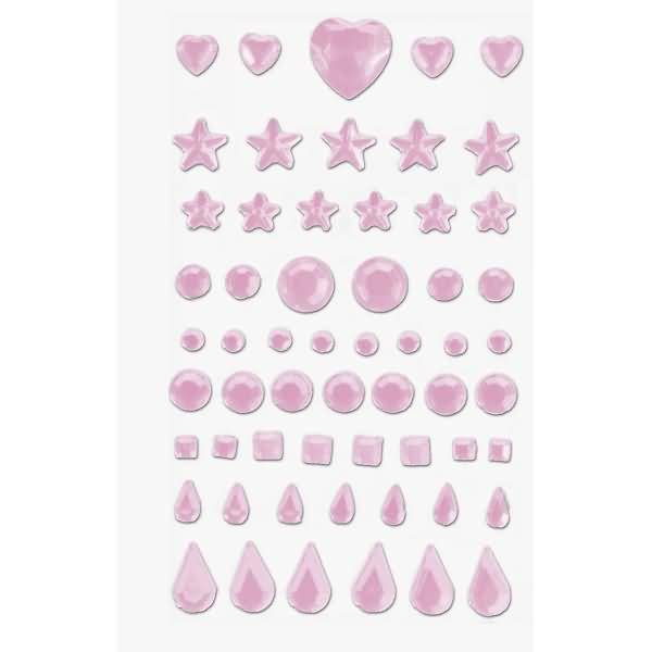 Schmuckstein-Etiketten Herz, Stern, Kreis, Quadrat, Tropfen hellrosa