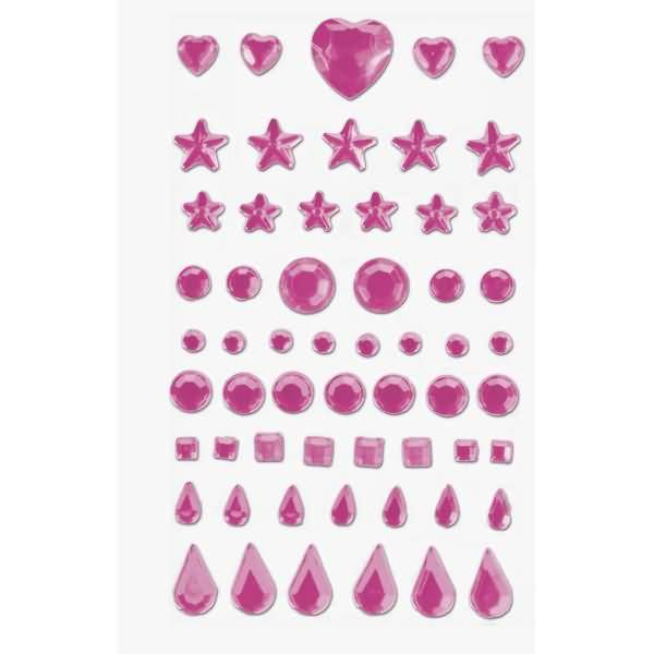Schmuckstein-Etiketten Herz, Stern, Kreis, Quadrat, Tropfen pink