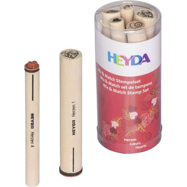 Stempelset Mix & Match Holz/Katschuk Herzen 8,8x5,7cm VE=5 Stück