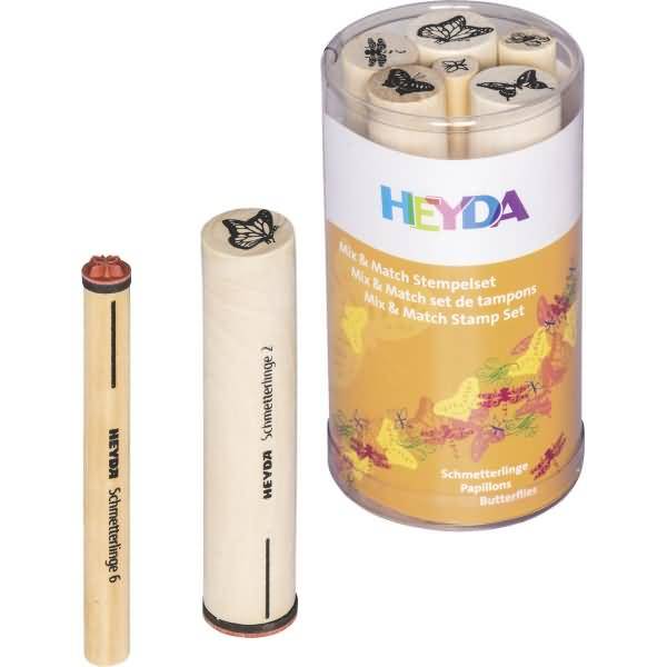 Stempelset Mix & Match Holz/Katschuk Schmetterlinge 8,8x5,7cm VE=5 Stück