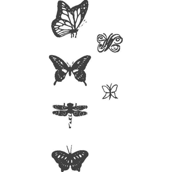 Stempelset Mix & Match Holz/Katschuk Schmetterlinge 8,8x5,7cm VE=5 Stück