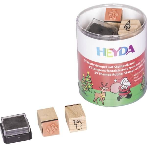 Stempelset Holz Weihnachtsmotive 1,5x1,5cm VE=15 Stempel