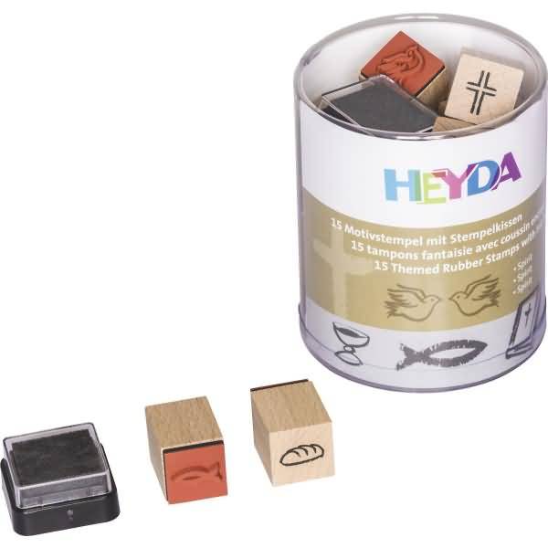 Stempelset Holz Spirit/Religiöse Symbole 1,5x1,5cm VE=15 Stück