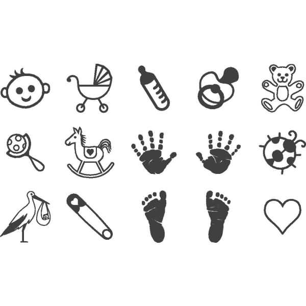 Stempelset Holz Baby/Babymotive 1,5x1,5cm VE=15 Stück