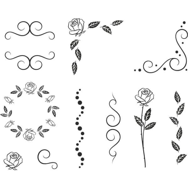 Stempelset Holz Ornamente Ranken usw. 1,5x1,5cm VE=10 Stück