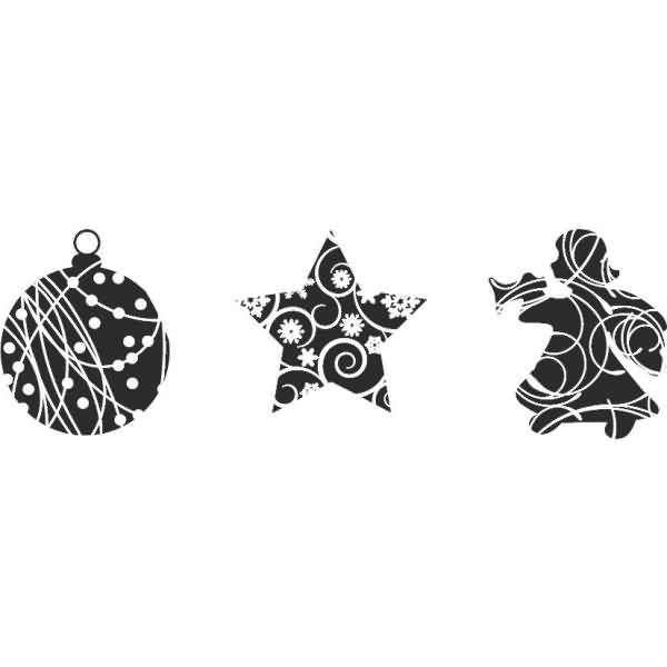 Stempelset Holz Weihnachten Kugel, Stern, Engel ca. 1,5x1,5cm VE=3 stück