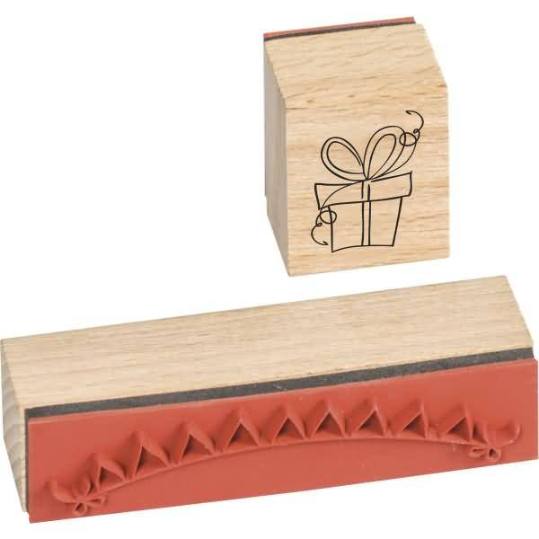 Stempelset Holz Party Partymotive ca. 2x2cm VE=4 Stück