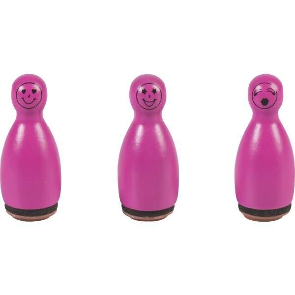 Mini Stempel Gesichter 1,2cm VE=3 Stück pink