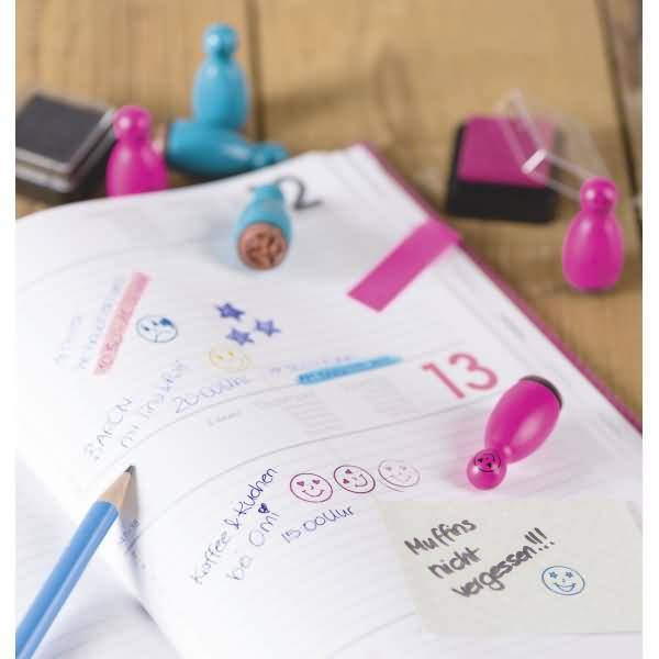 Mini Stempel Gesichter 1,2cm VE=3 Stück pink