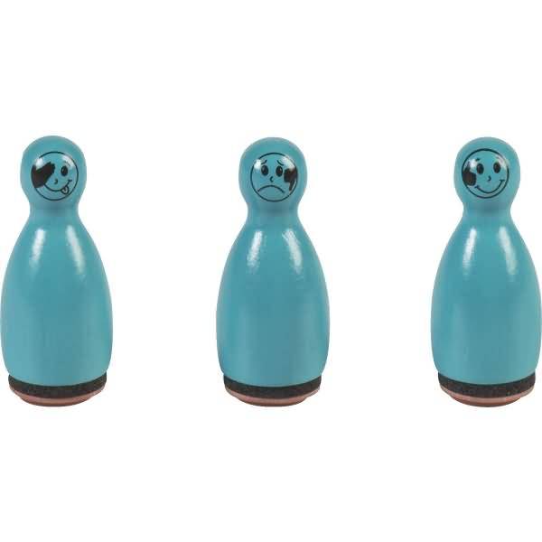 Mini Stempel Gesichter 1,2cm VE=3 Stück türkis