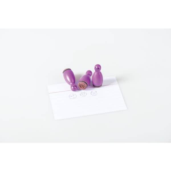 Mini Stempel Gesichter 1,2cm VE=3 Stück violett