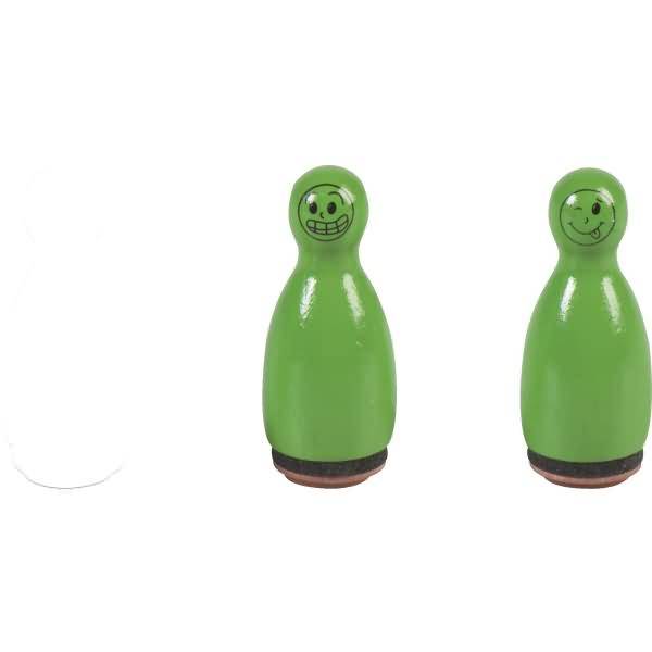 Mini Stempel Gesichter 1,2cm VE=3 Stück grün