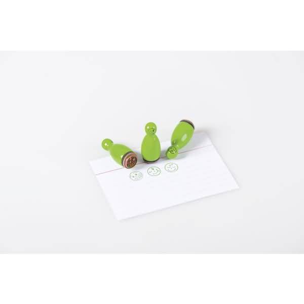 Mini Stempel Gesichter 1,2cm VE=3 Stück grün