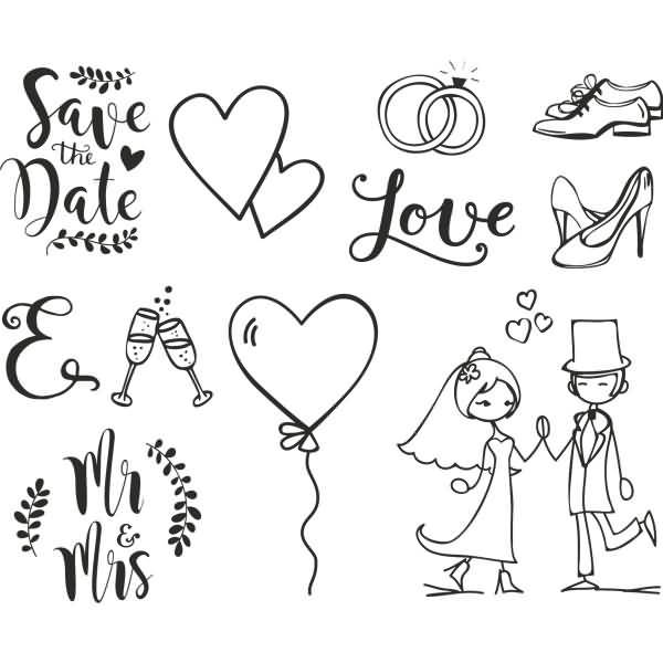 Stempelset Holz VE=11 Stück Hochzeit