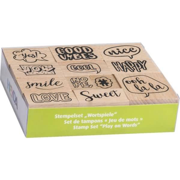 Stempelset Holz Wortspiele