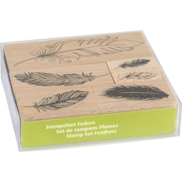 Stempelset Holz VE=6 Stück Federn