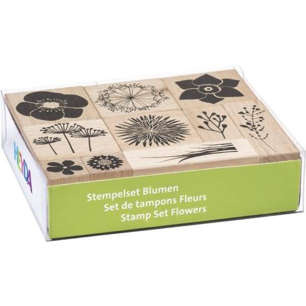 Stempelset Holz VE=10 Stück Blumen