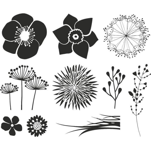 Stempelset Holz VE=10 Stück Blumen