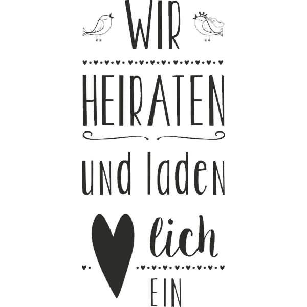 Motivstempel 'Wir heiraten und laden dich ein' 4,3x8,6cm