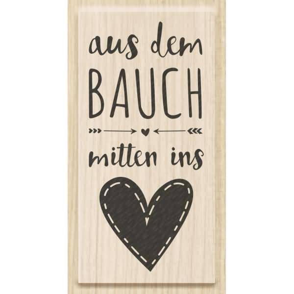 Motivstempel 'Aus dem Bauch mitten ins Herz' 3,4x7cm