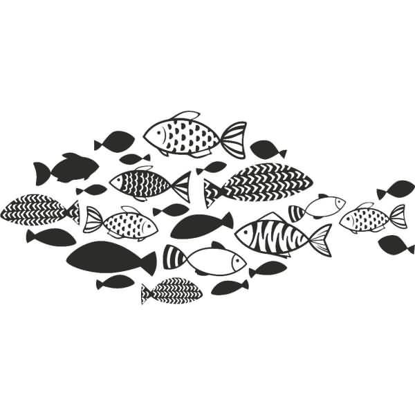 Motivstempel 'Fischschwarm' 9,5x4,7cm