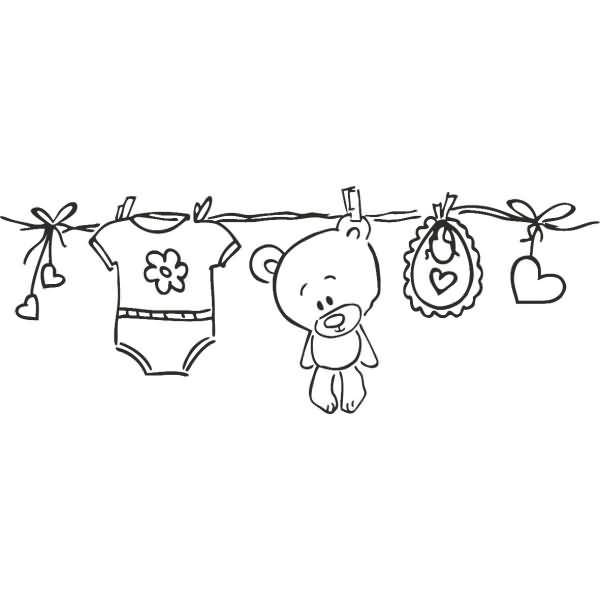 Motivstempel 'Wäscheleine' 10x3,8cm