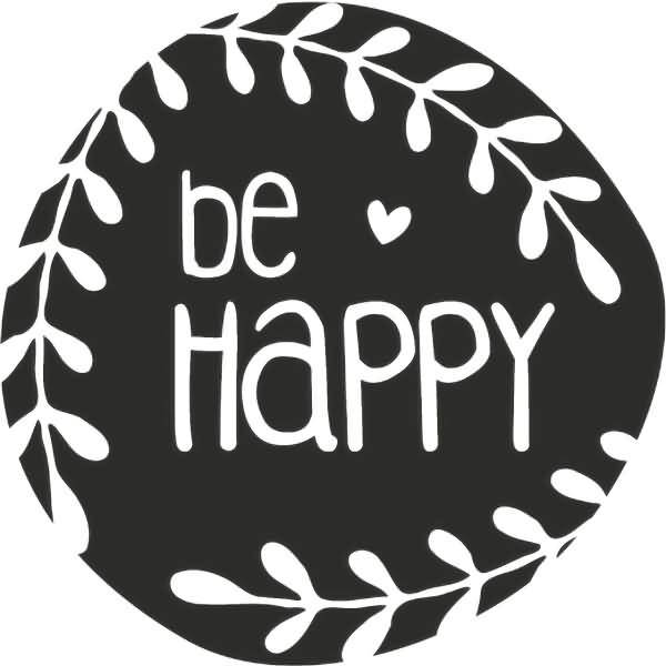 Motivstempel rund 'be Happy' 3,2cm