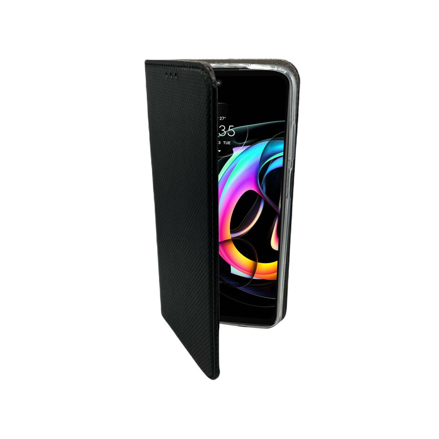 Elegante Buch-Tasche Hülle Smart Magnet für MOTOROLA MOTO EDGE 20 Leder Optik Wallet Book-Style Cover Schale Schwarz