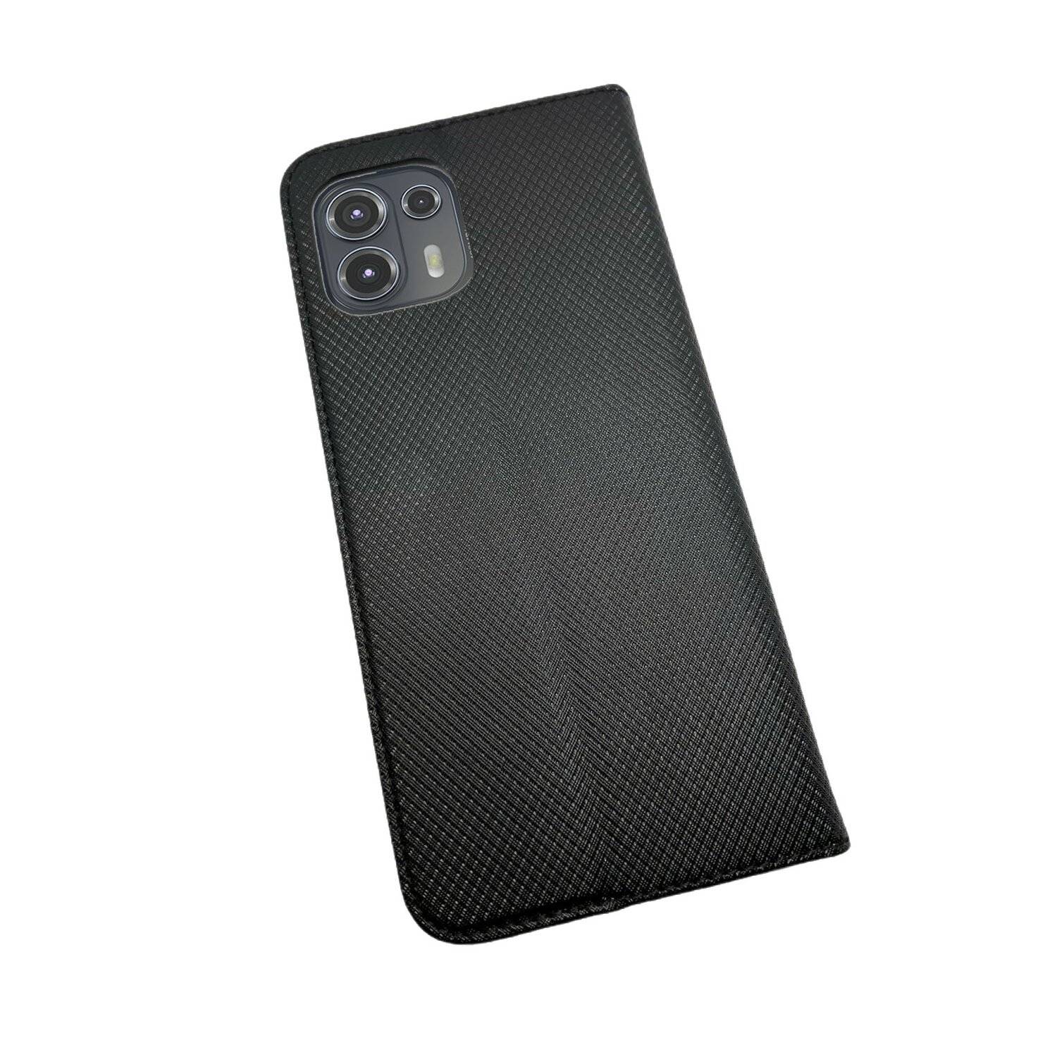Elegante Buch-Tasche Hülle Smart Magnet für MOTOROLA MOTO EDGE 20 Leder Optik Wallet Book-Style Cover Schale Schwarz