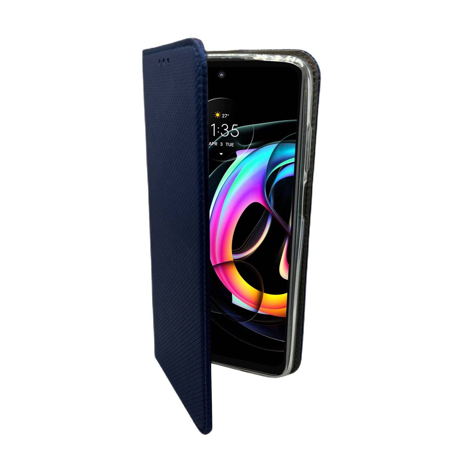 Elegante Buch-Tasche Hülle Smart Magnet für MOTOROLA MOTO EDGE 20 LITE Leder Optik Wallet Book-Style Cover Schale Blau