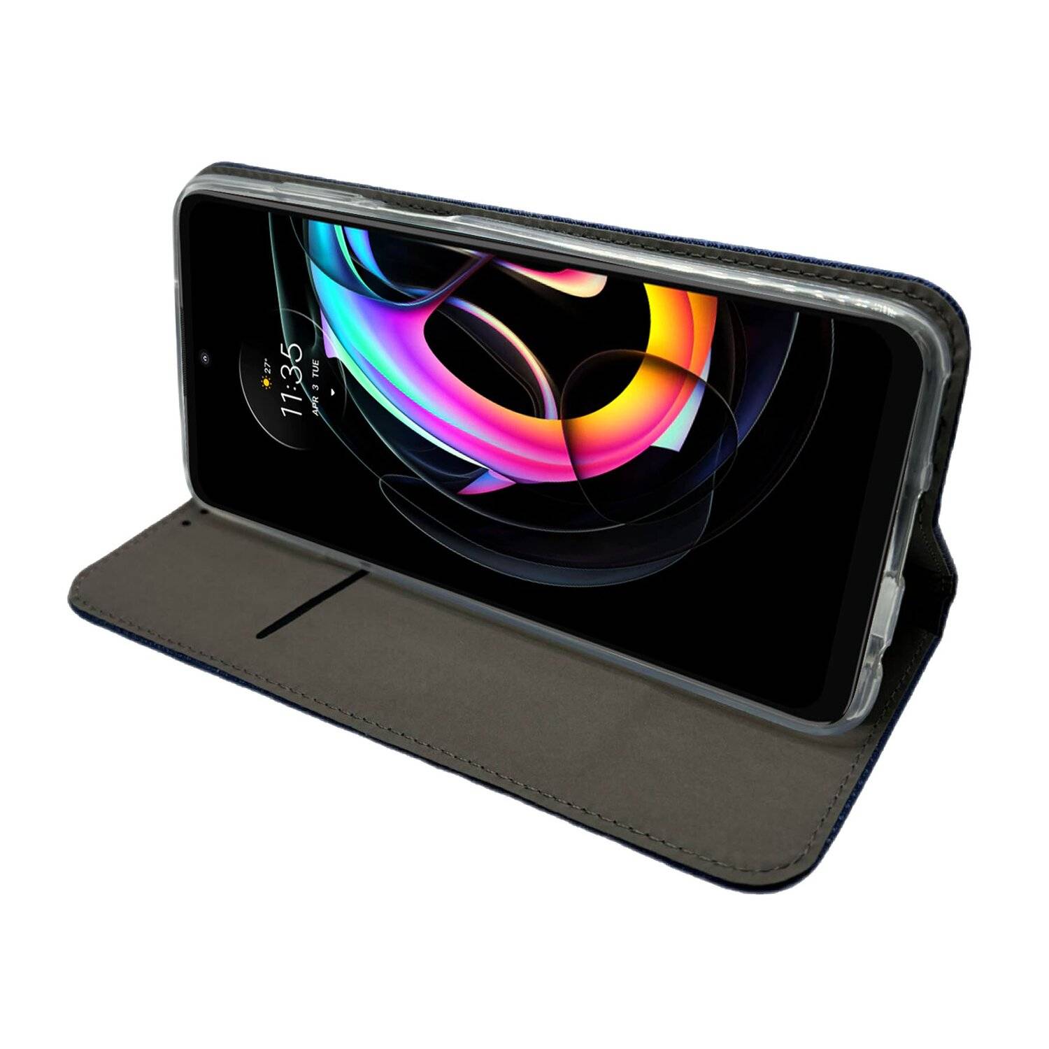 Elegante Buch-Tasche Hülle Smart Magnet für MOTOROLA MOTO EDGE 20 LITE Leder Optik Wallet Book-Style Cover Schale Blau