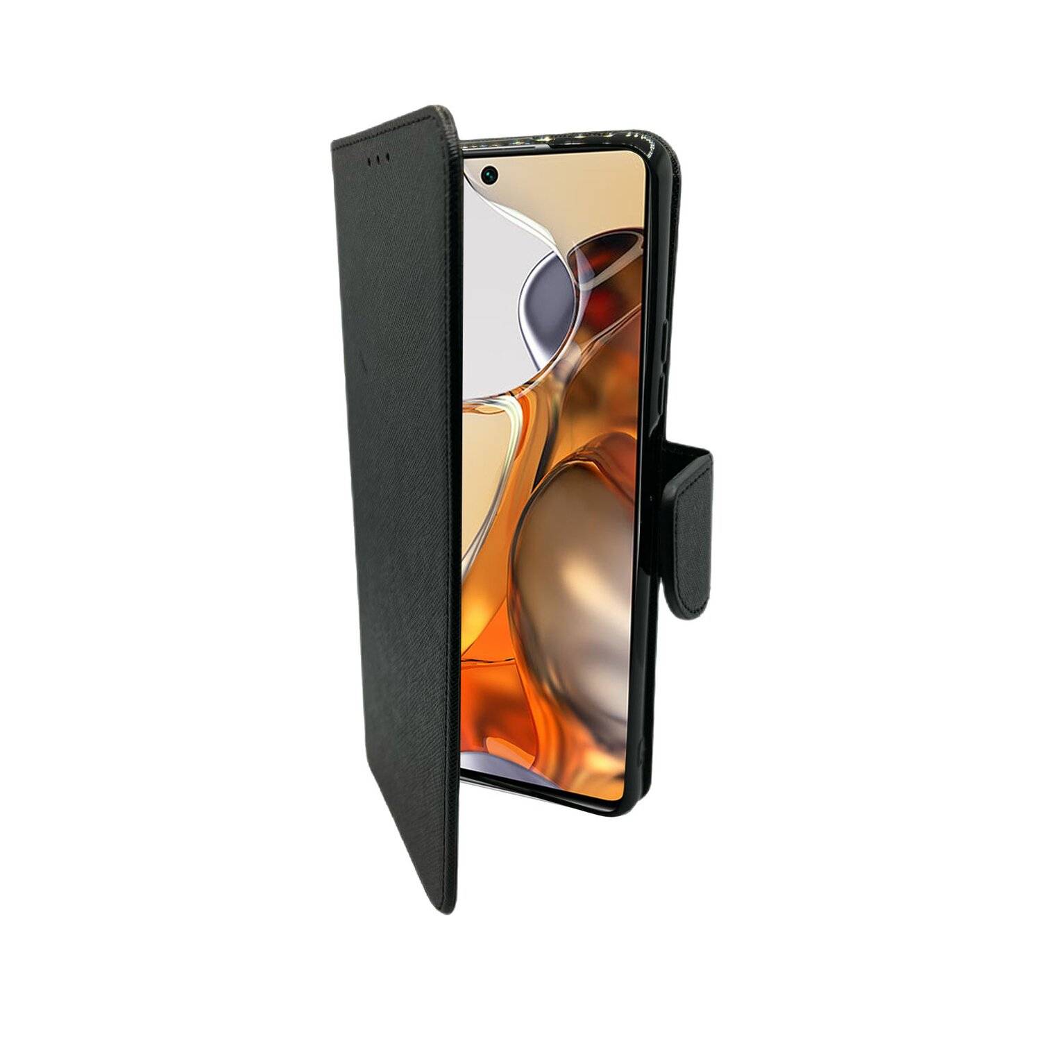 Buch Tasche "Fancy" kompatibel mit XIAOMI 11T Handy Hülle Etui Schutzhülle mit Standfunktion, Kartenfach Schwarz
