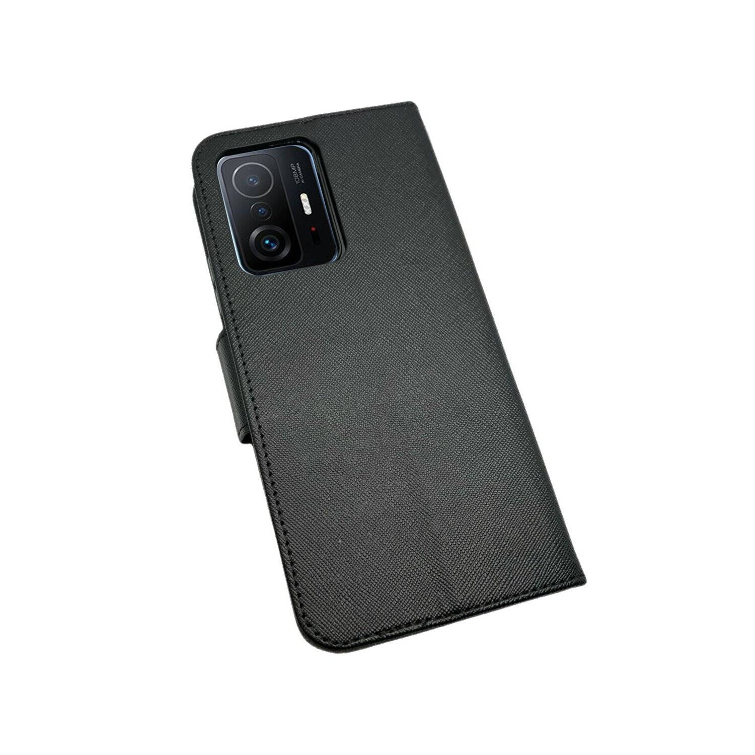 Buch Tasche "Fancy" kompatibel mit XIAOMI 11T Handy Hülle Etui Schutzhülle mit Standfunktion, Kartenfach Schwarz