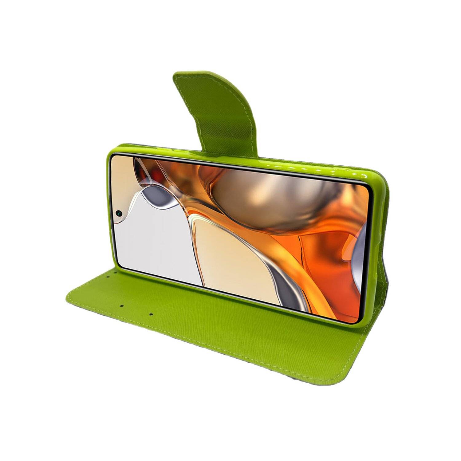 Buch Tasche "Fancy" kompatibel mit XIAOMI 11T Handy Hülle Etui Schutzhülle mit Standfunktion, Kartenfach in Blau