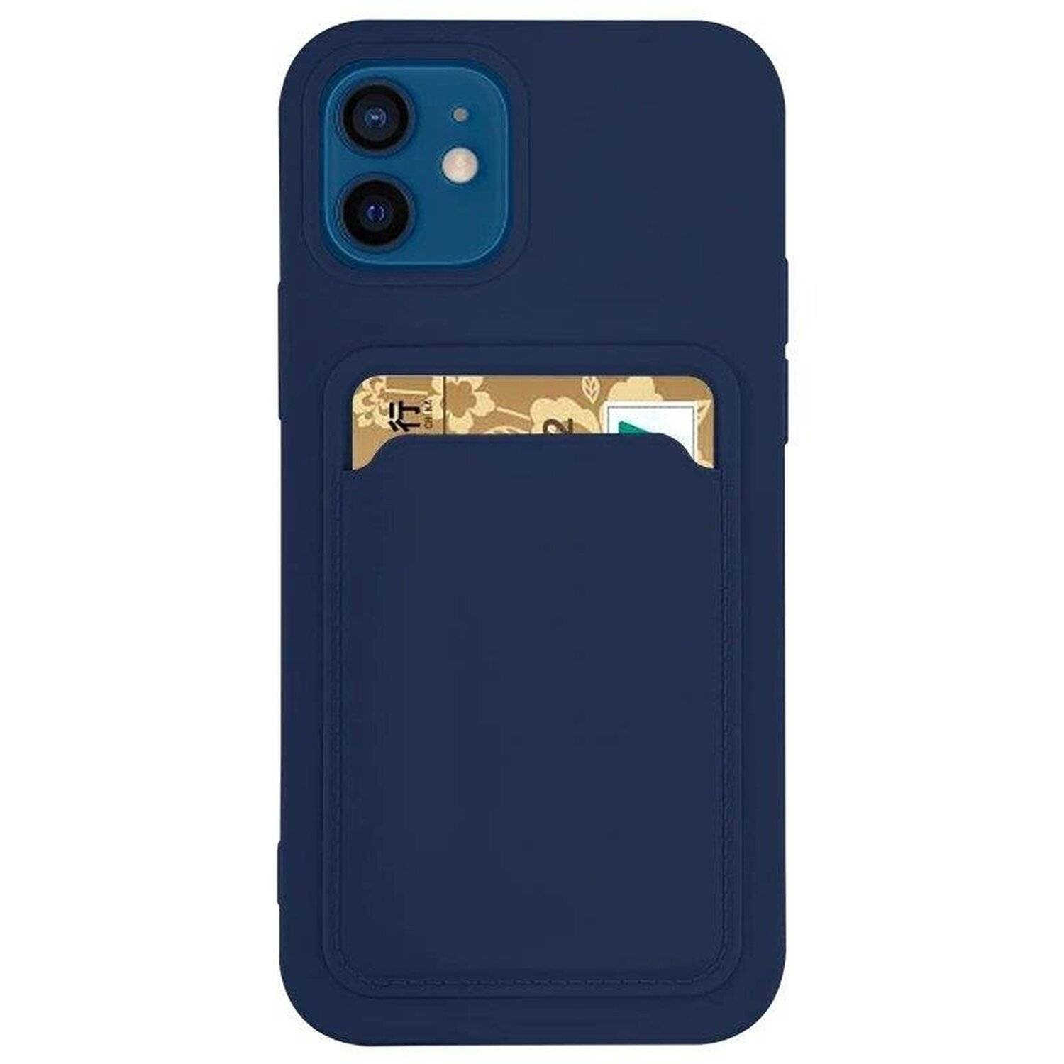Card Case Silikon Portmonnaie Handyhülle mit Kartenfach Cover Bumper für Xiaomi Redmi Note 10 Marineblau