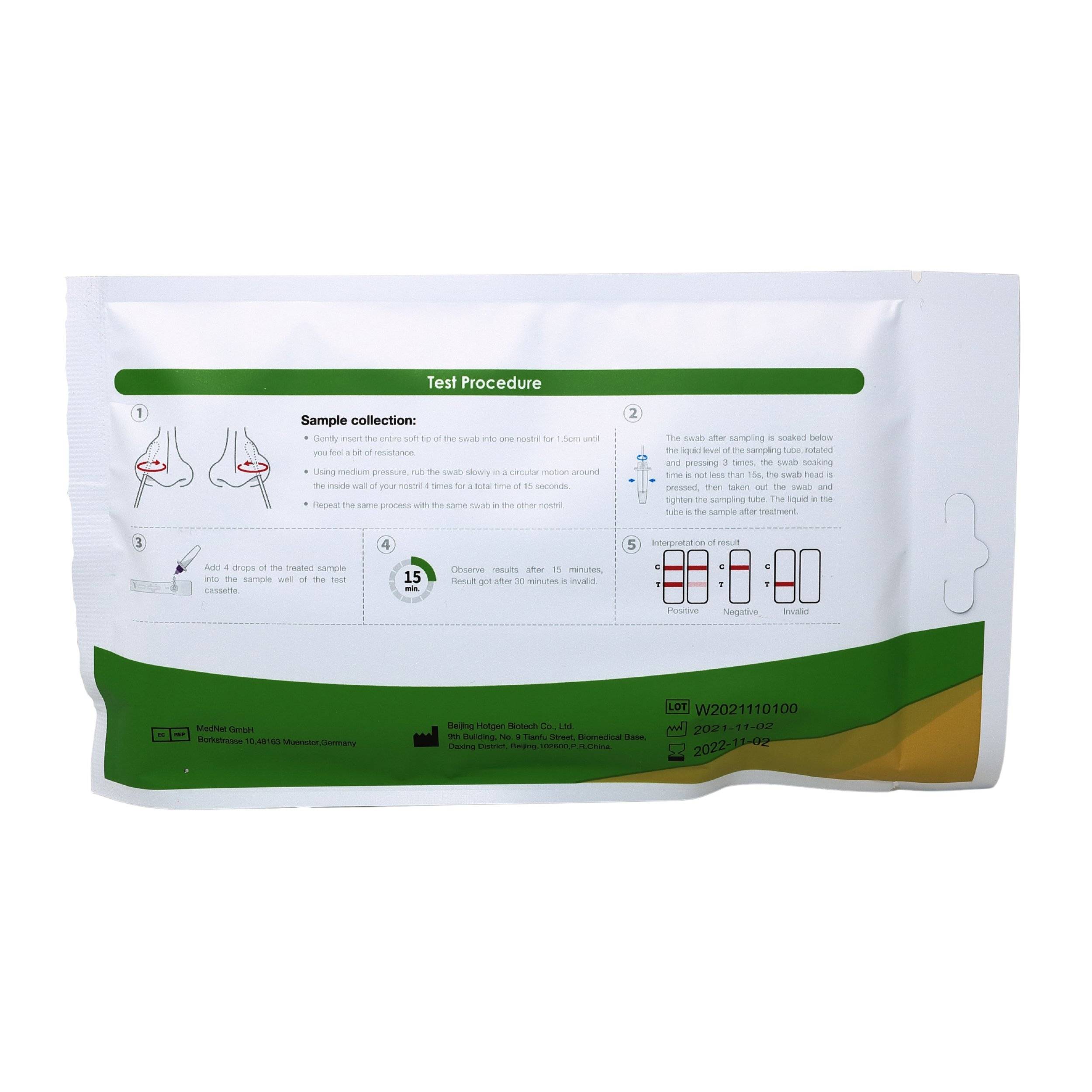 Hotgen Novel Coronavirus Selbsttest SARS-CoV-2 Antigentest Kit 1er Pack - CE0123 Nasal