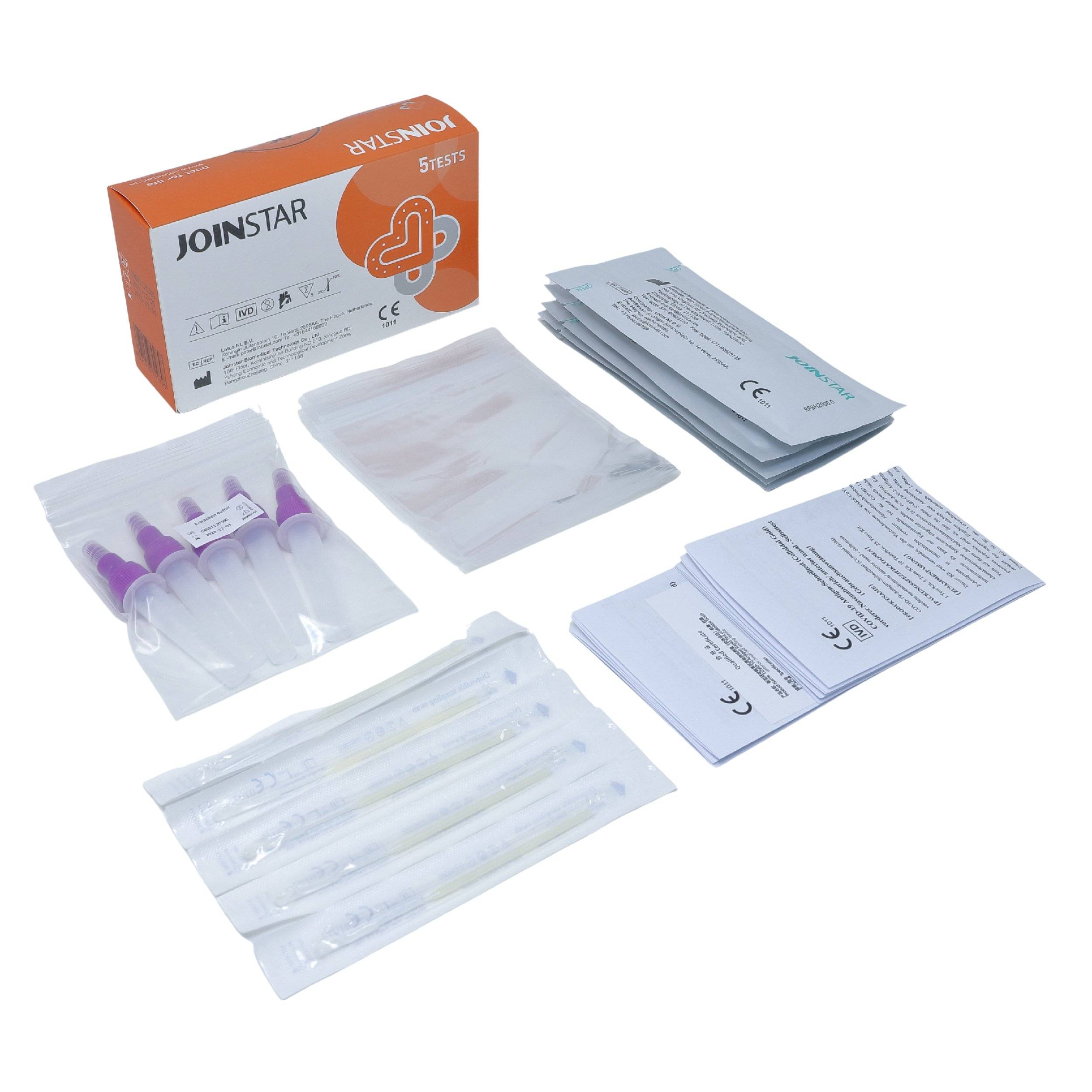 Corona-Laientest, Selbsttest für Zuhause Joinstar 5 St. SARS-CoV-2 - Kurzer Nasenabstrich CE 1011