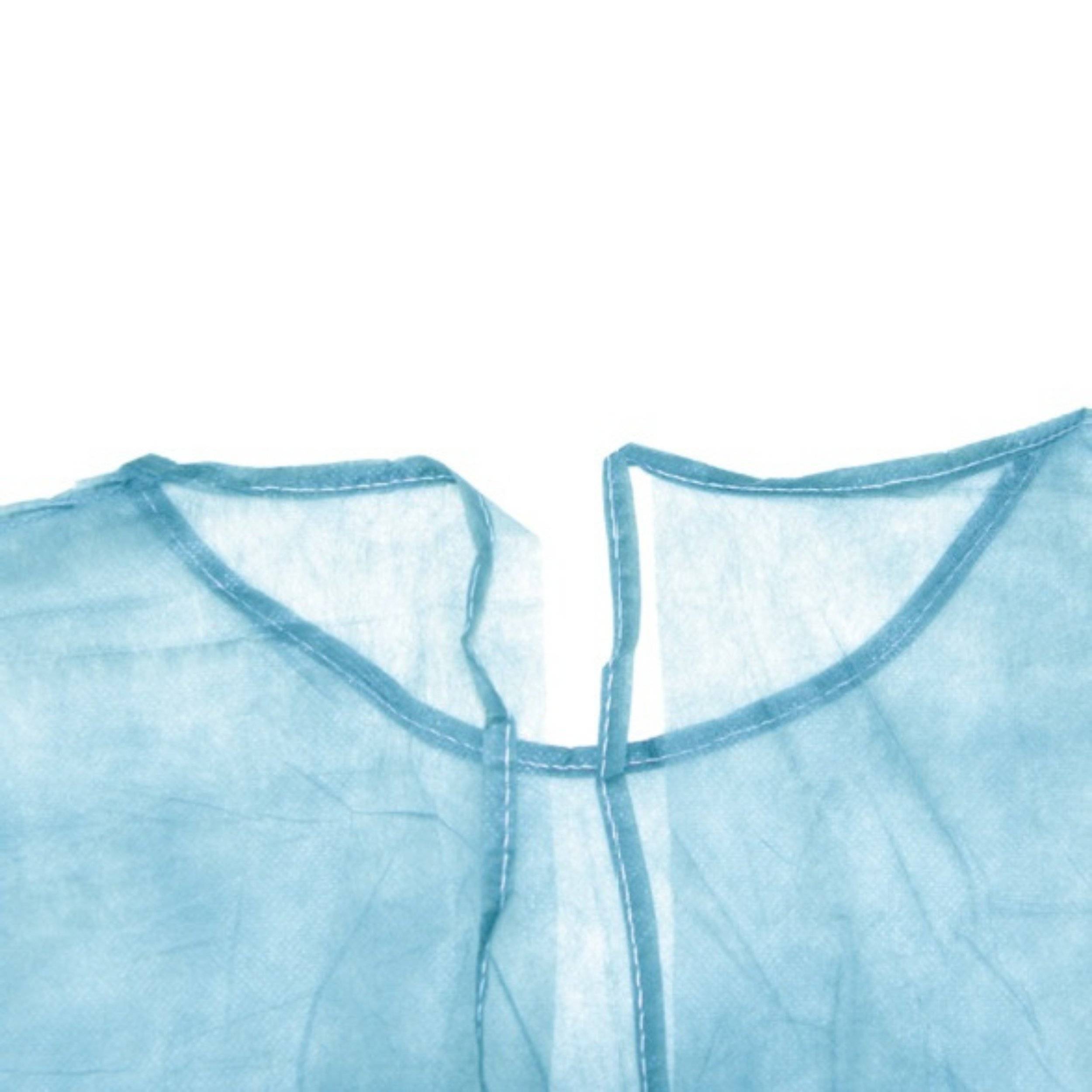 Einweg Besucherkittel, Material SPP,  PPE Cat. I, Hellblau 120x140 mit Strickbündchen, 20 g/m2