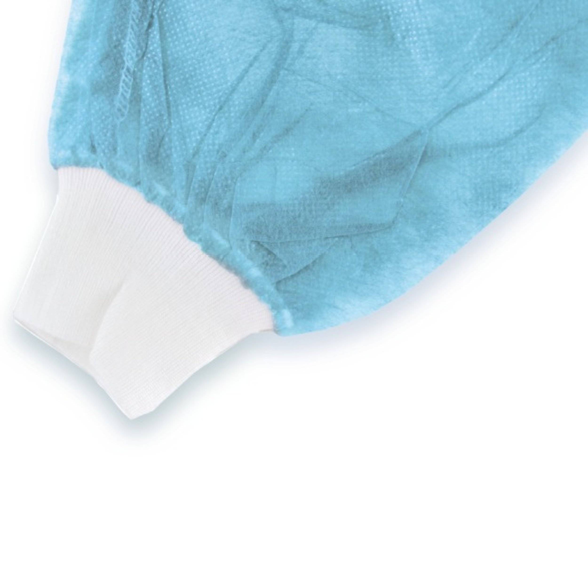 Einweg Besucherkittel, Material SPP,  PPE Cat. I, Hellblau 120x140 mit Strickbündchen, 20 g/m2