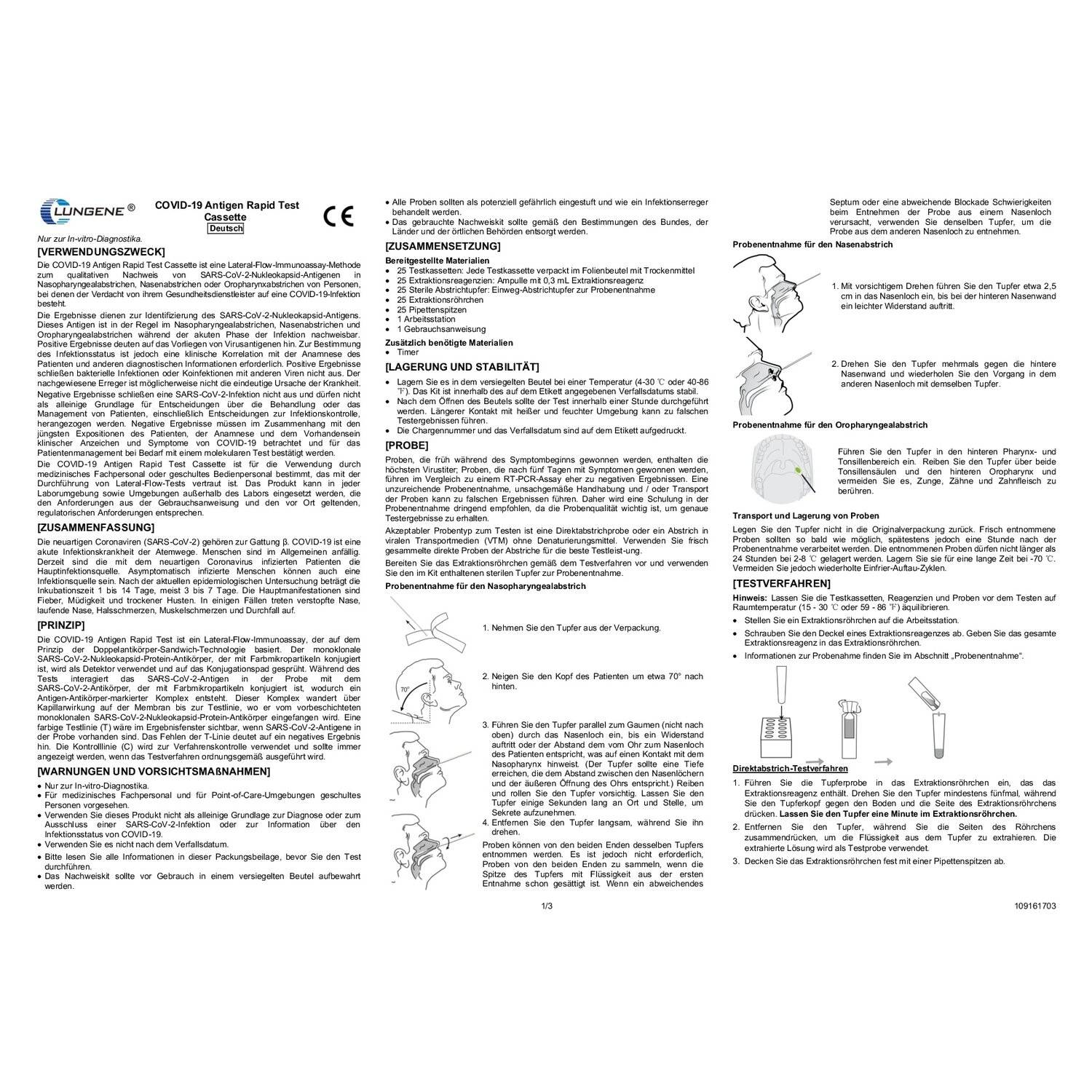 25x Stück Clungene COVID 19 Antigen Rapid Test BfArM AT526/21