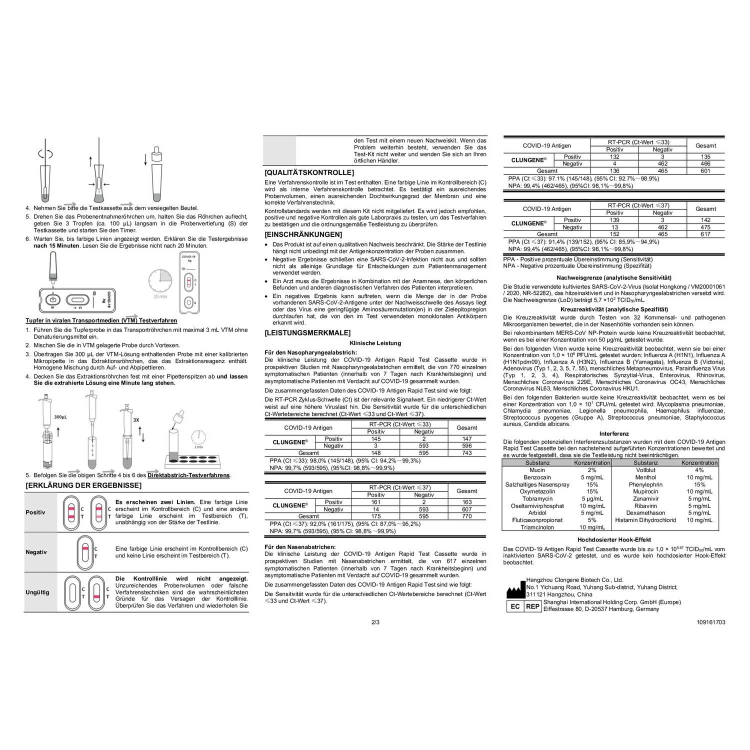 100x Stück Clungene COVID 19 Antigen Rapid Test BfArM AT526/23