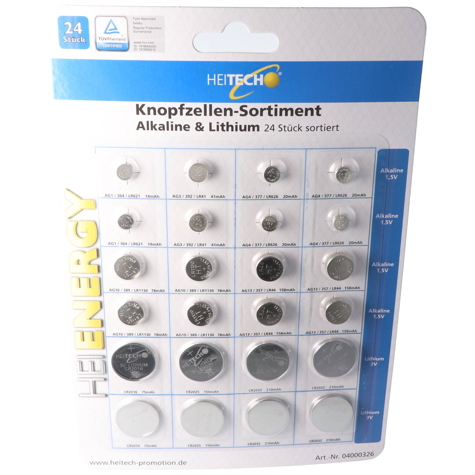 24 Stück Alkaline und Lithium Knopfzellen Batterien, für viele Anwendungsgebiete, sortiert im Set